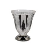 KARL PALDA: AN ART DECO ENGRAVED AND ENAMELLED CRYSTAL VASE