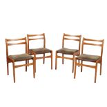 SET OF FOUR TEAK FRAMED DINING CHAIRS