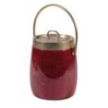 •ALDO TURA FOR MACABO CUSANO MILANINO: A RED LACQUERED GOATSKIN ICE BUCKET