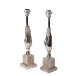 MAISON CHARLES: A PAIR OF SILVERED "EPIS DE MAIZE" TABLE LAMPS