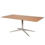 FLORENCE KNOLL: AN OAK AND CHROME CONFERENCE TABLE DESK,