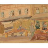 •VLADIMIR POLUNIN (1880-1957) Market scene with produce vendors