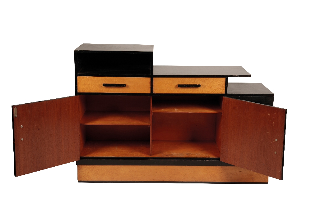ART DECO STYLE BLACK LACQUERED AND BIRDS-EYE MAPLE VENEERED FURNITURE SUITE - Image 4 of 6