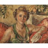 •ELIZABETH VIOLET POLUNIN (1887-1950) A bust-length portrait of a woman seated in an interior