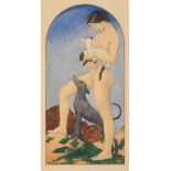RANDOLPH SCHWABE (1885-1948) Full-length study of a nude girl cradling a lamb