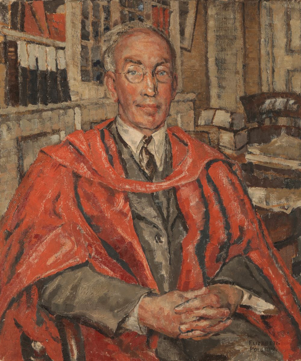 •ELIZABETH VIOLET POLUNIN (1887-1950) A half-length portrait of a man wearing academic regalia