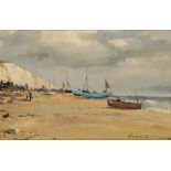 •EDWARD WESSON (1910-1983) 'Fishing Boats on Hastings Beach'