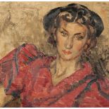 •ELIZABETH VIOLET POLUNIN (1887-1950) A bust-length portrait of a stylish young woman