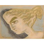 •JEAN COCTEAU (1889-1963) Profile head study in green