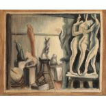 •VLADIMIR POLUNIN (1880-1957) Scene painting depicting various sculptures and maquettes