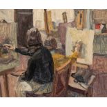 ENGLISH SCHOOL, 20TH CENTURY An artist at her easel