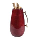 •ALDO TURA FOR MACABO CUSANO MILANINO: A RED LACQUERED GOATSKIN FLASK