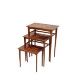 EMILE GALLE: A FINE NEST OF THREE ART NOUVEAU ROSEWOOD AND MARQUETRY INLAID TABLES