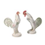 •DORIS LINDER FOR ROYAL WORCESTER: A "GAME COCK" PORCELAIN FIGURE