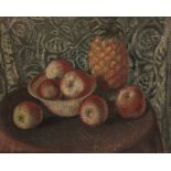 •VLADIMIR POLUNIN (1880-1957) Still life study of apples and a pineapple on a tabletop