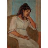•PEGGY FRANK (1915-1976) 'Caroline, 1970' Portrait of a young woman seated in a chair