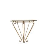 •MANNER OF PIER LUIGI COLLI: A BRASS CONSOLE TABLE AND MATCHING MIRROR