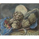 •VLADIMIR POLUNIN (1880-1957) Still life study of artichokes and radishes