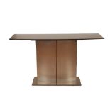 ITALIAN BRUSHED ALUMINIUM AND BLACK GRANITE CONSOLE TABLE