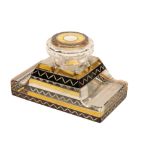 ATTRIBUTED TO THE WIENER WERKSTATTE: A MOSER GLASS INKWELL AND COVER