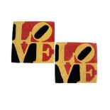 ROBERT INDIANA FOR GALERIE-F: A LIMITED EDITION "LOVE / LIEBE" WOOL RUG