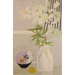 •MARY FEDDEN (1915-2012) Still life with lilies, eggs and a lemon