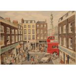 MONOGRAMMIST E.O.S. (20th Century) London street scene with figures