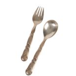GEORG JENSEN: TWO PAIRS OF STERLING SILVER SALAD SERVERS
