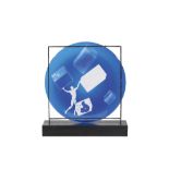 •ALISON KINNAIRD MBE (b.1949): A CAMEO GLASS PANEL "BLUE BOXES"