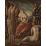 •VLADIMIR POLUNIN (1880-1957) Scene painting depicting several figures