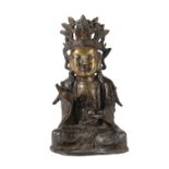 GILT-BRONZE FIGURE OF SEATED GUANYIN, MING DYNASTY