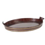 GEORGE II WALNUT AND BRASS BANDED OVAL TRAY