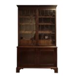 MAHOGANY AND GLAZED CABINET BOOKCASE IN GEORGE III STYLE