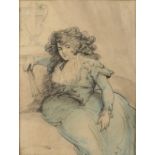 ASCRIBED TO THOMAS ROWLANDSON (1756-1827) A portrait study of a young woman seated in an interior