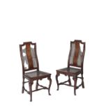 PAIR OF QUEEN ANNE OR GEORGE I WALNUT, MARQUETRY AND CANED SIDE CHAIRS