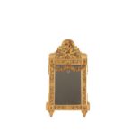 DIRECTOIRE OR EARLY EMPIRE CARVED AND GILTWOOD FRAMED WALL MIRROR