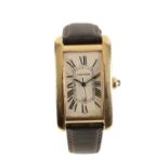 CARTIER TANK AMERICAN: 18CT GOLD GENTLEMAN'S WRISTWATCH