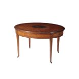 FINE EDWARDIAN PAINTED SATINWOOD CENTRE TABLE IN SHERATON STYLE