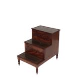 SET OF VICTORIAN MAHOGANY AND LEATHER INSET LIBRARY STEPS