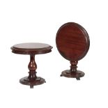 PAIR OF MINIATURE VICTORIAN TURNED AND CARVED MAHOGANY OCCASIONAL TABLES