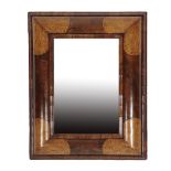 WILLIAM AND MARY WALNUT AND SEAWEED MARQUETRY CUSHION FRAMED RECTANGULAR WALL MIRROR