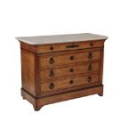LOUIS PHILIPPE BIRD'S EYE MAPLE AND MARBLE TOPPED COMMODE