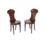 PAIR OF GEORGE IV MAHOGANY HALL CHAIRS