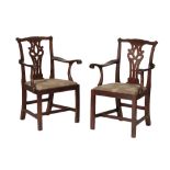 PAIR OF MAHOGANY ELBOW CHAIRS