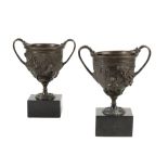 PAIR OF GRAND TOUR SOUVENIR NEAPOLITAN BRONZE MODELS OF ROMAN KANTHAROI