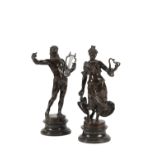 AFTER HUGO KAUFMAN, (GERMAN 1868-1919), A PAIR OF ELECTROTYPE MODELS OF ORPHEUS AND EURYDICE