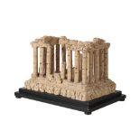 STAINED PLASTER MODEL OF A RUINED DORIC TEMPLE