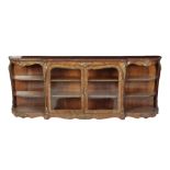 FINE VICTORIAN WALNUT AND GILT BRONZE MOUNTED BREAKFRONT CREDENZA