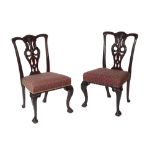 SET OF FOUR VICTORIAN MAHOGANY AND UPHOLSTERED DINING CHAIRS IN GEORGE III STYLE