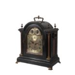 VICTORIAN EBONY BOARDROOM CHIMING BRACKET CLOCK